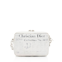 Dior x Daniel Arsham Leather Newsprint Double Zip Crossbody