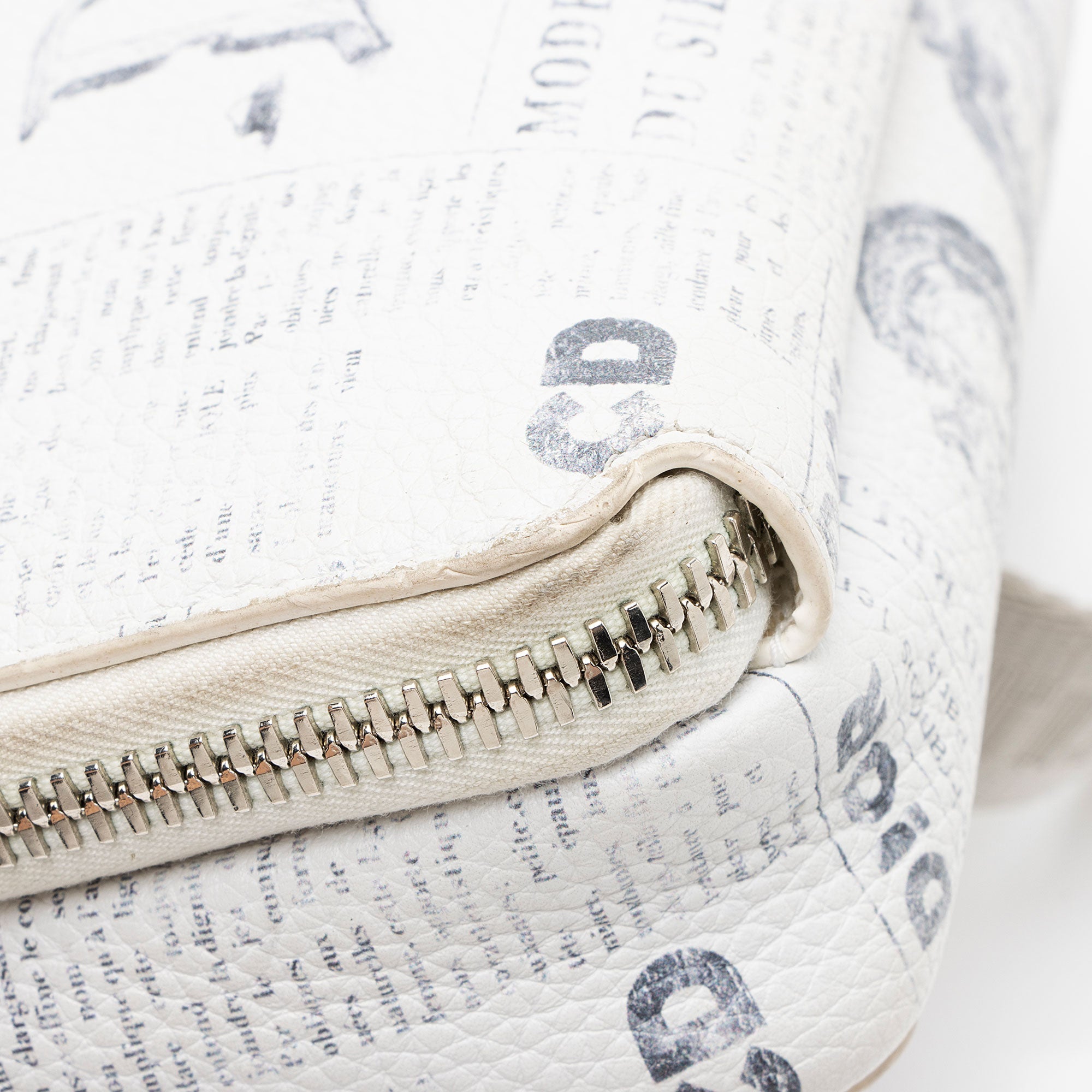 Dior x Daniel Arsham Leather Newsprint Double Zip Crossbody