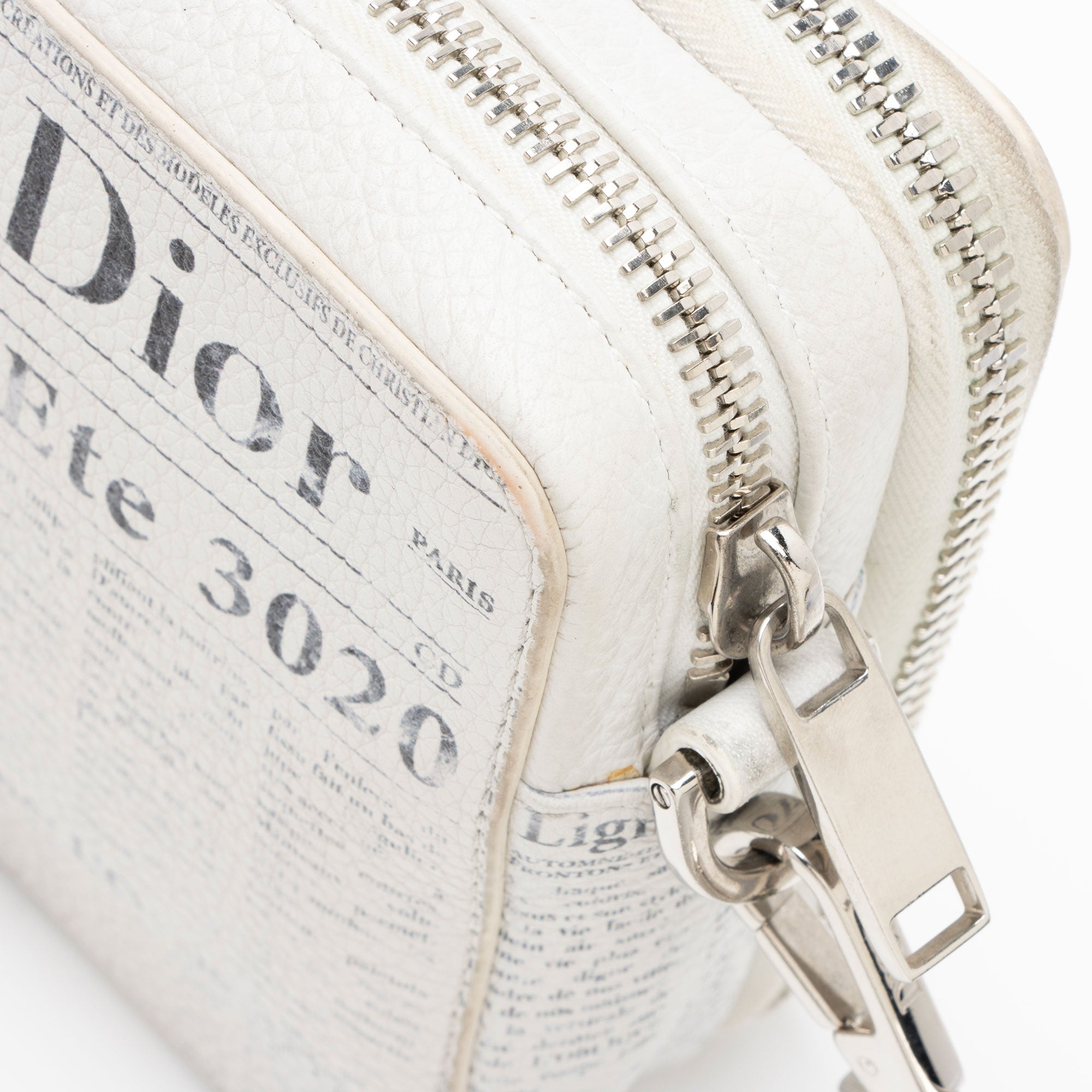 Dior x Daniel Arsham Leather Newsprint Double Zip Crossbody
