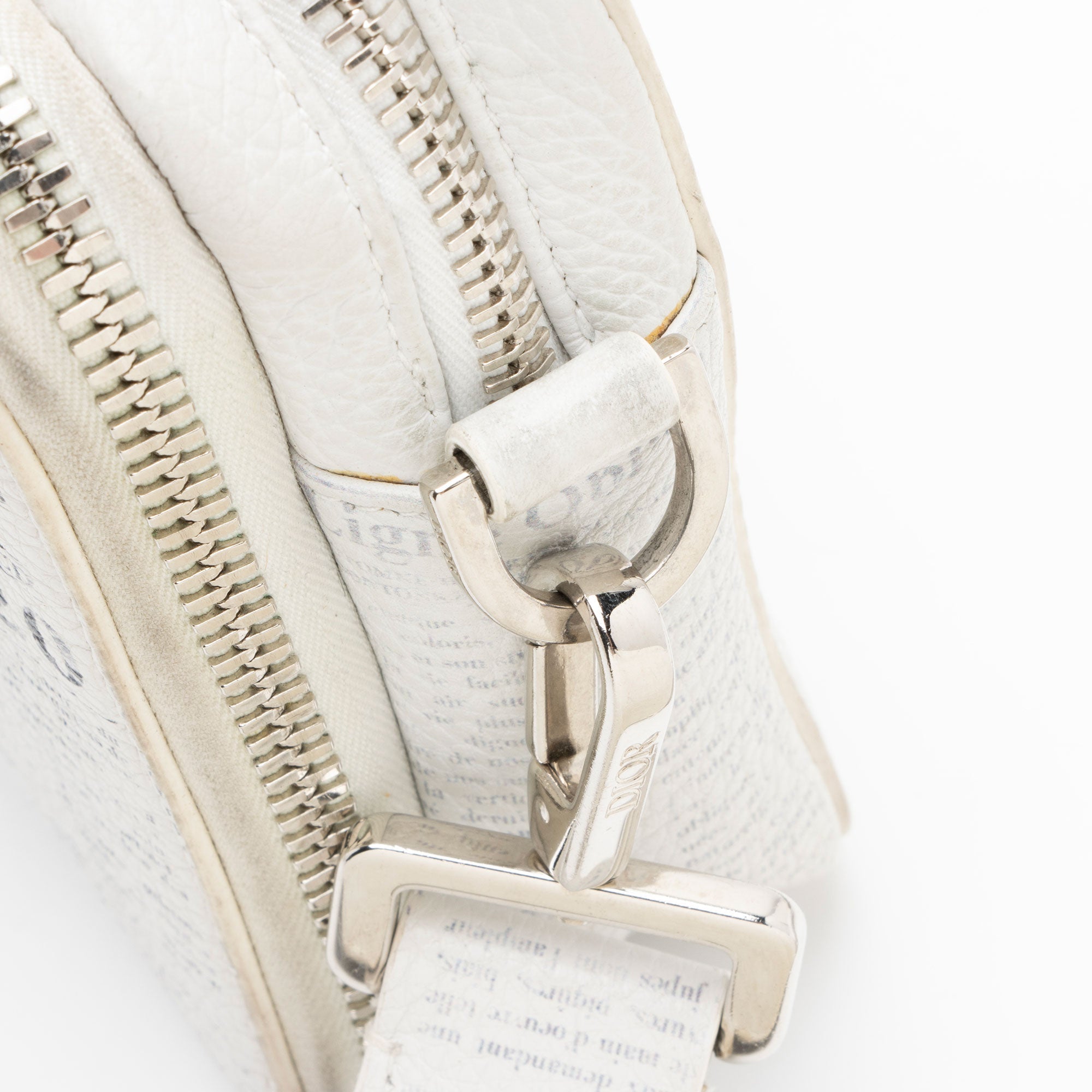 Dior x Daniel Arsham Leather Newsprint Double Zip Crossbody