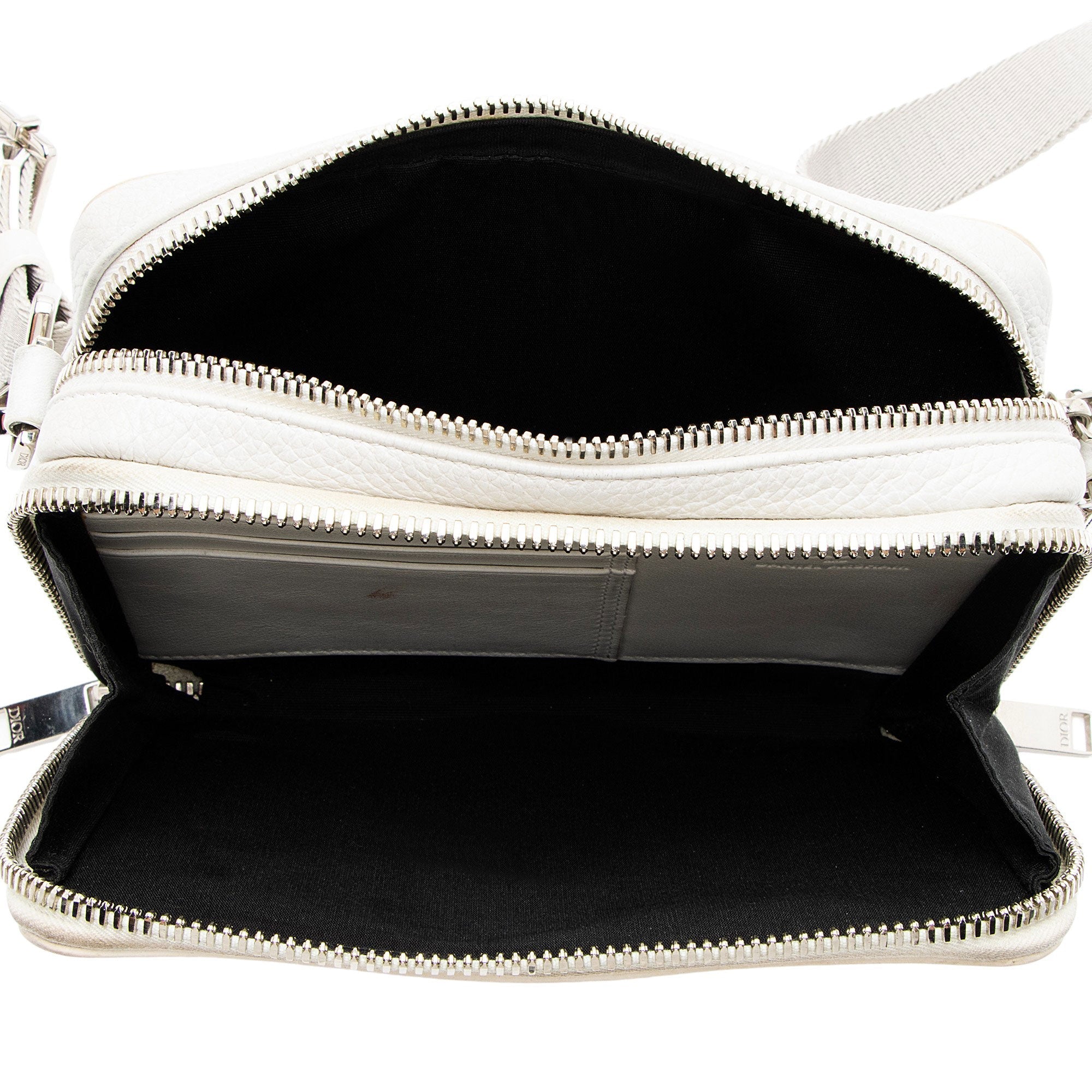 Dior x Daniel Arsham Leather Newsprint Double Zip Crossbody