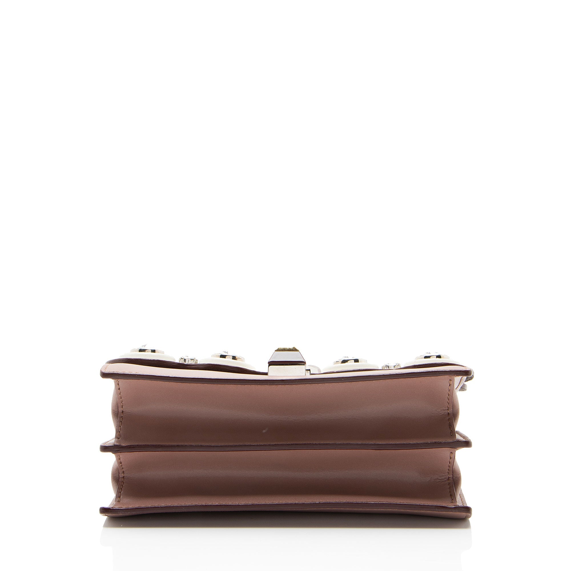 Fendi Calfskin Crystal Studded Kan I Small Shoulder Bag