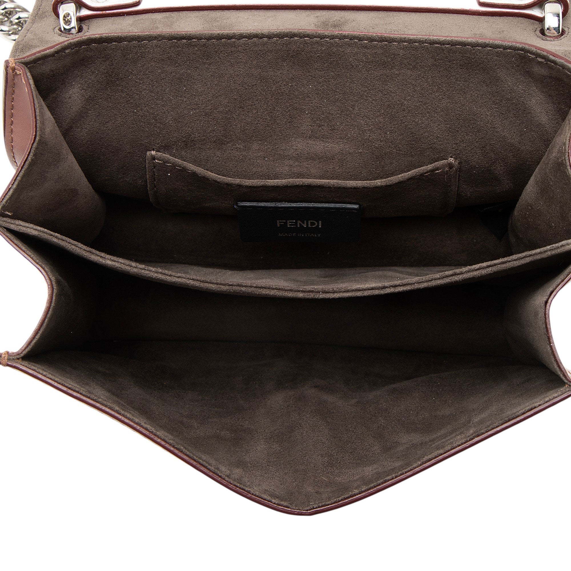 Fendi Calfskin Crystal Studded Kan I Small Shoulder Bag
