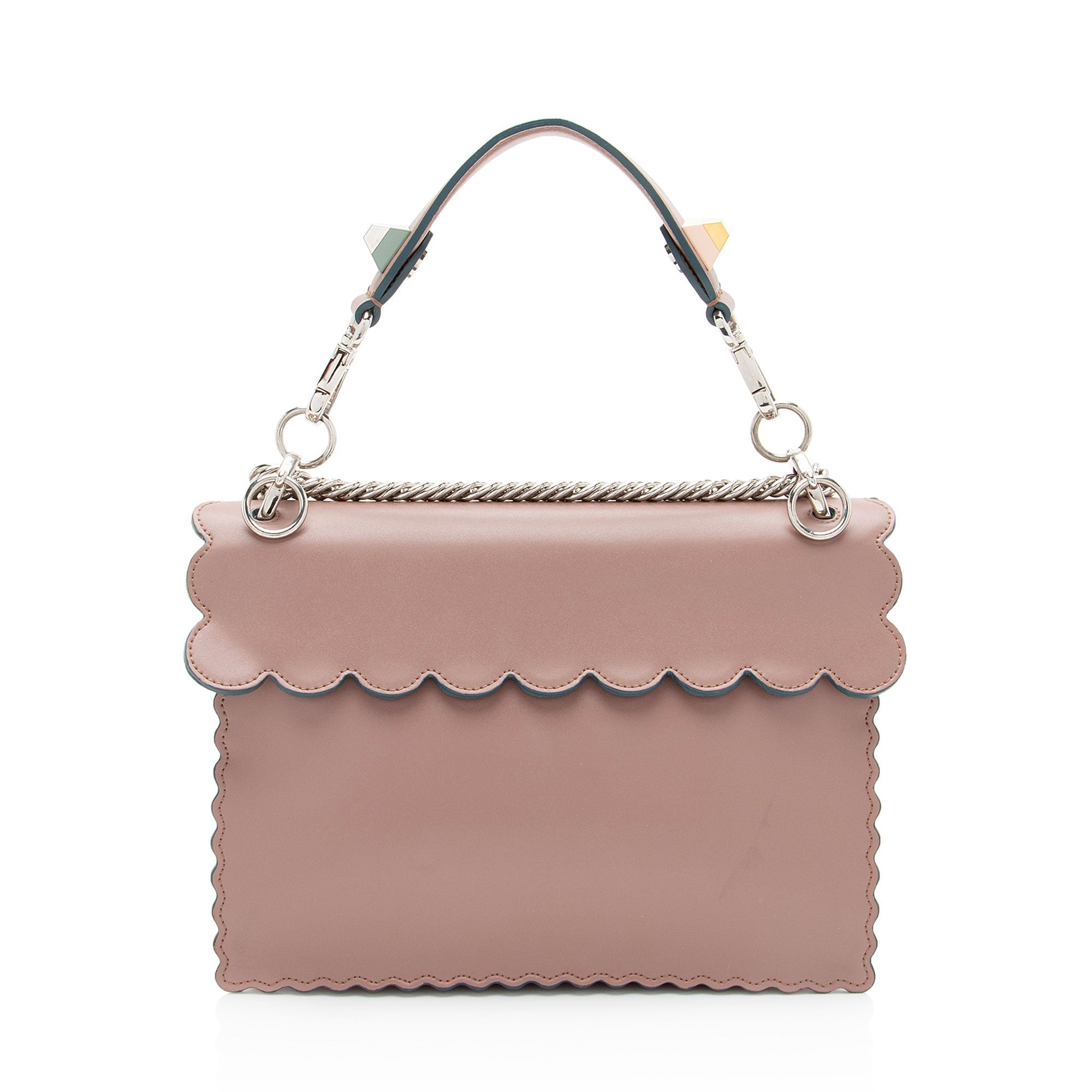 Fendi Calfskin Studded Kan I Medium Shoulder Bag