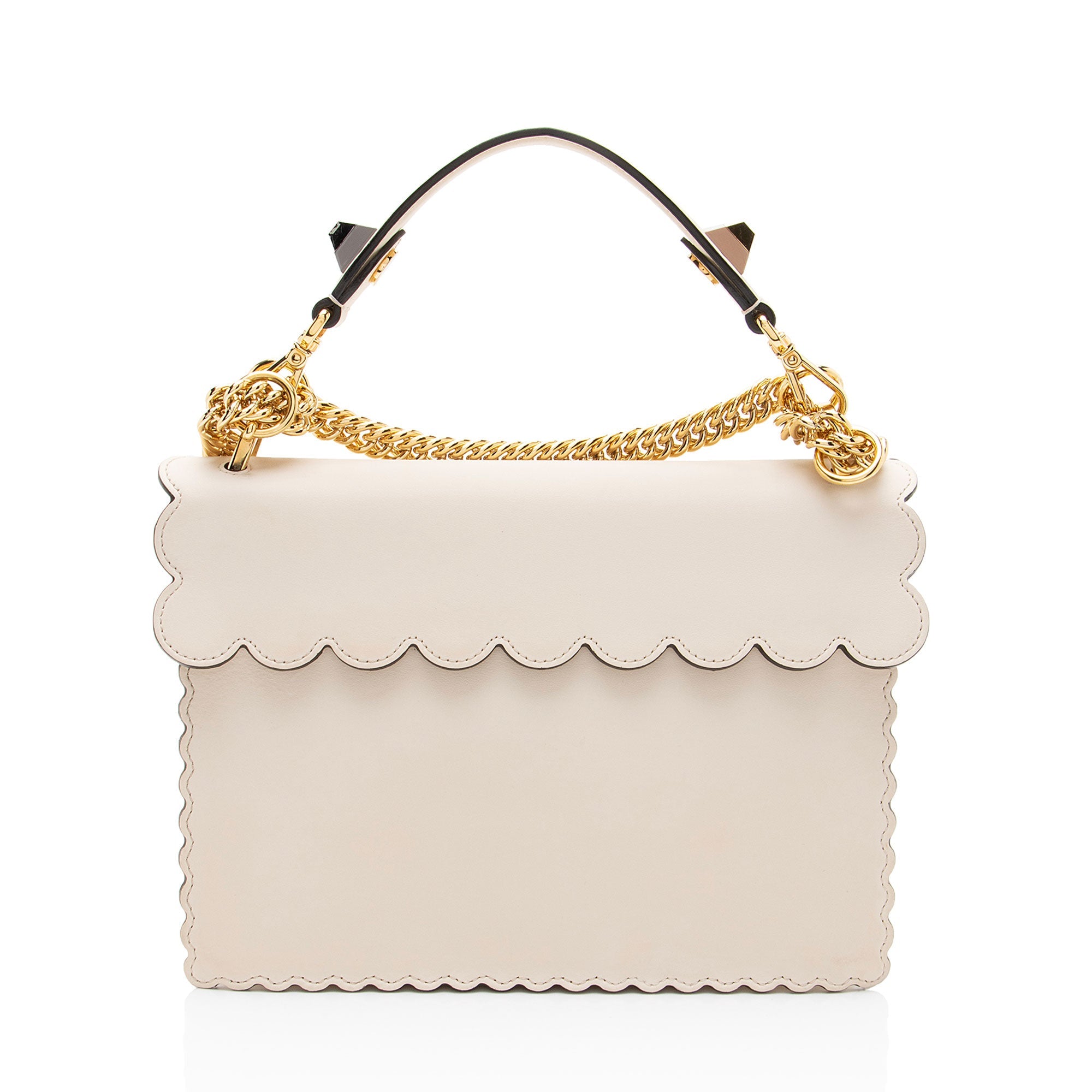 Fendi Calfskin Studded Kan I Medium Shoulder Bag