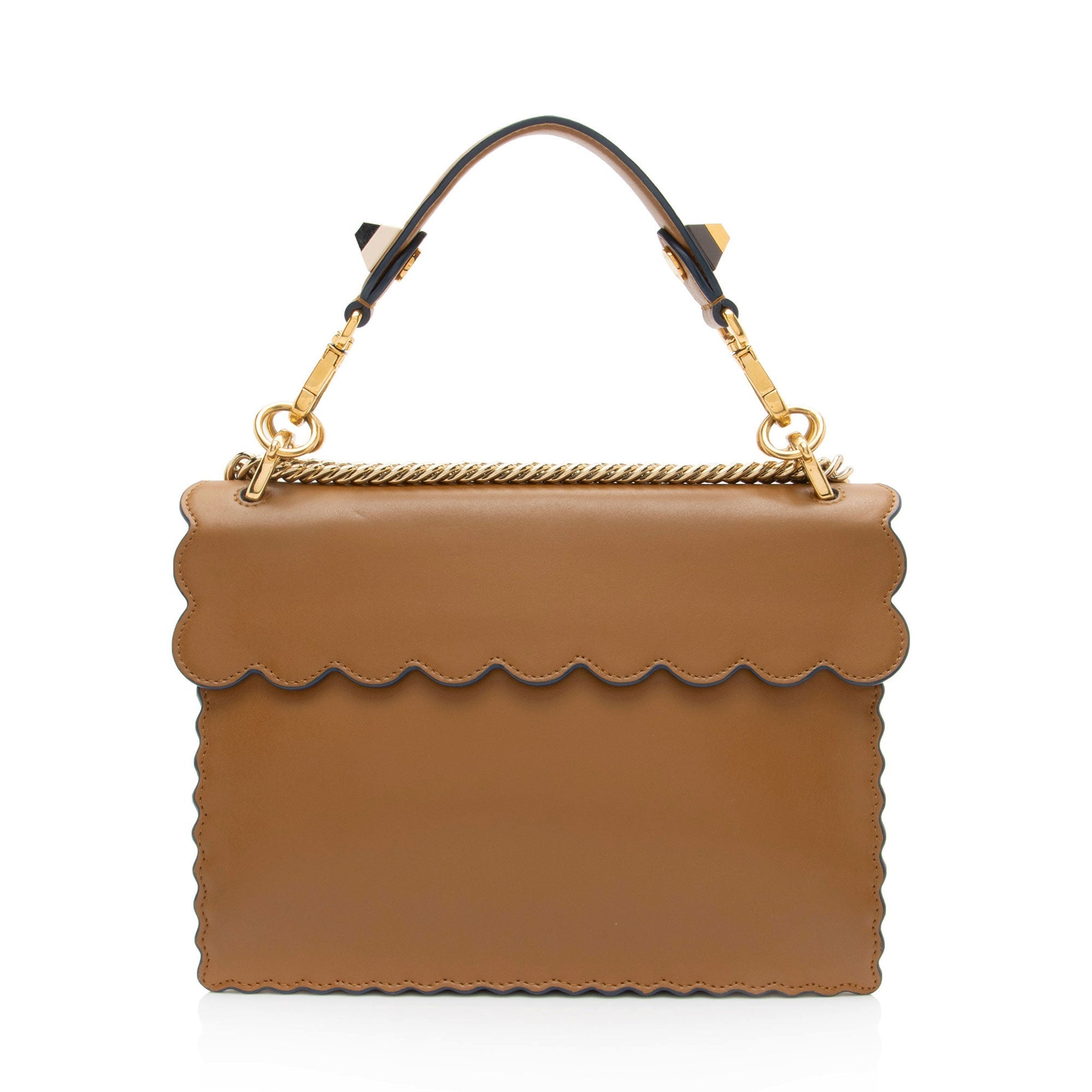 Fendi Calfskin Studded Kan I Medium Shoulder Bag