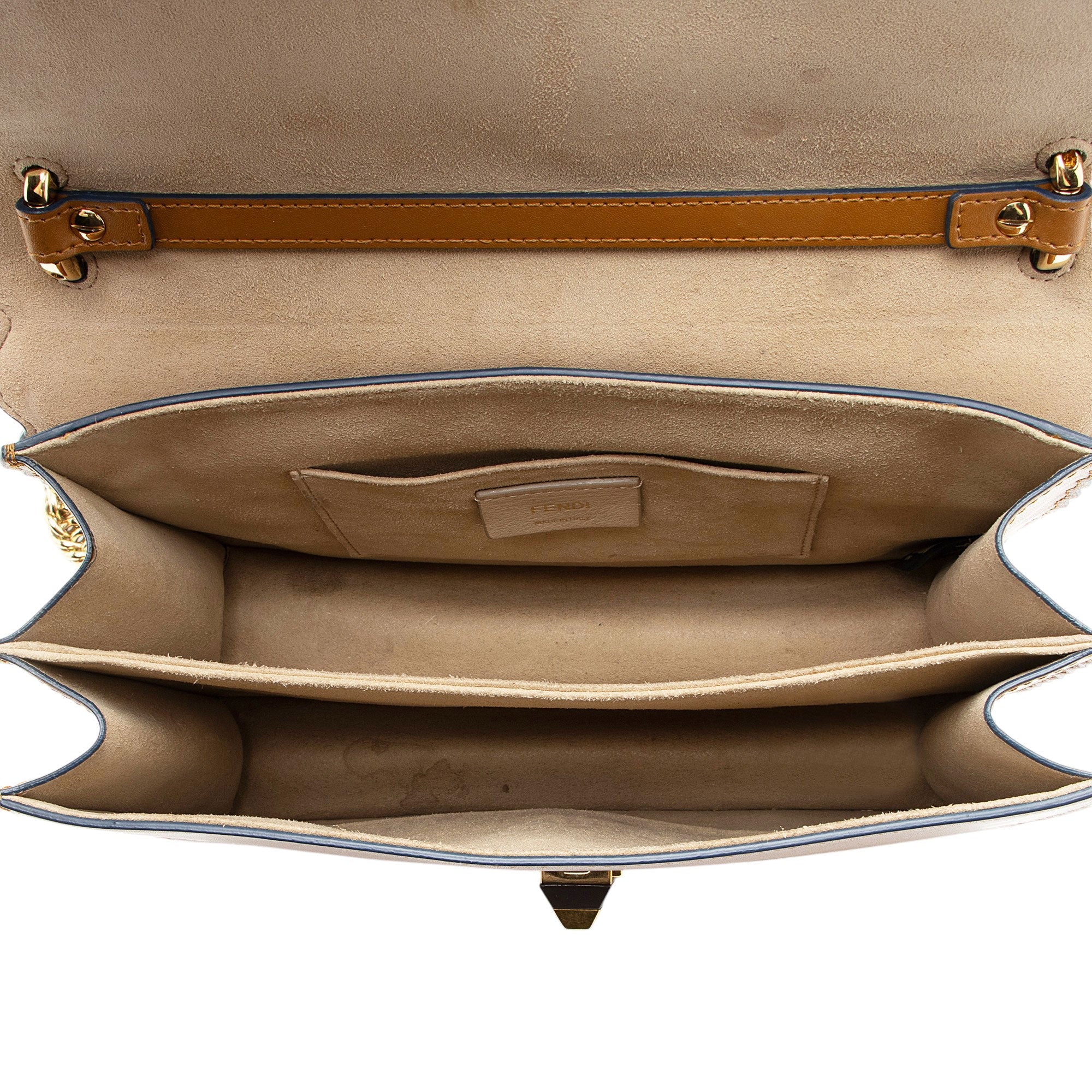 Fendi Calfskin Studded Kan I Medium Shoulder Bag