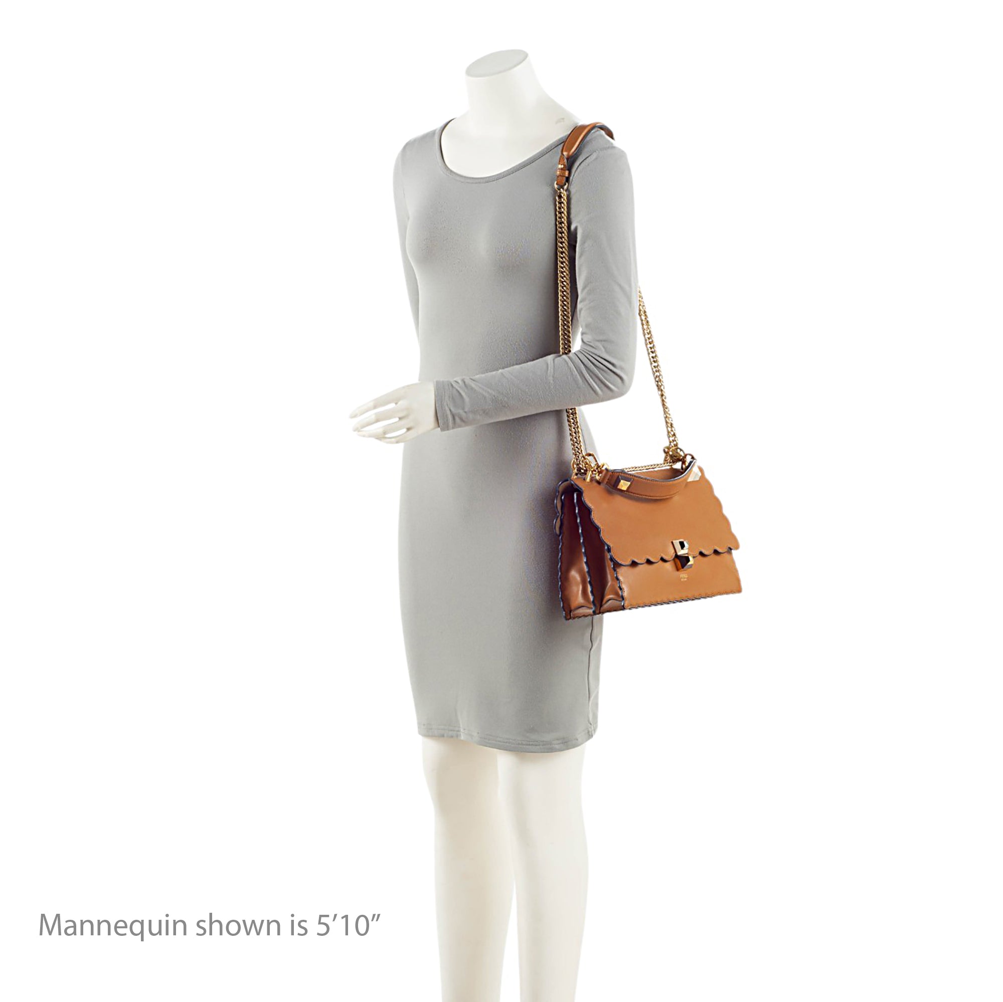 Fendi Calfskin Studded Kan I Medium Shoulder Bag