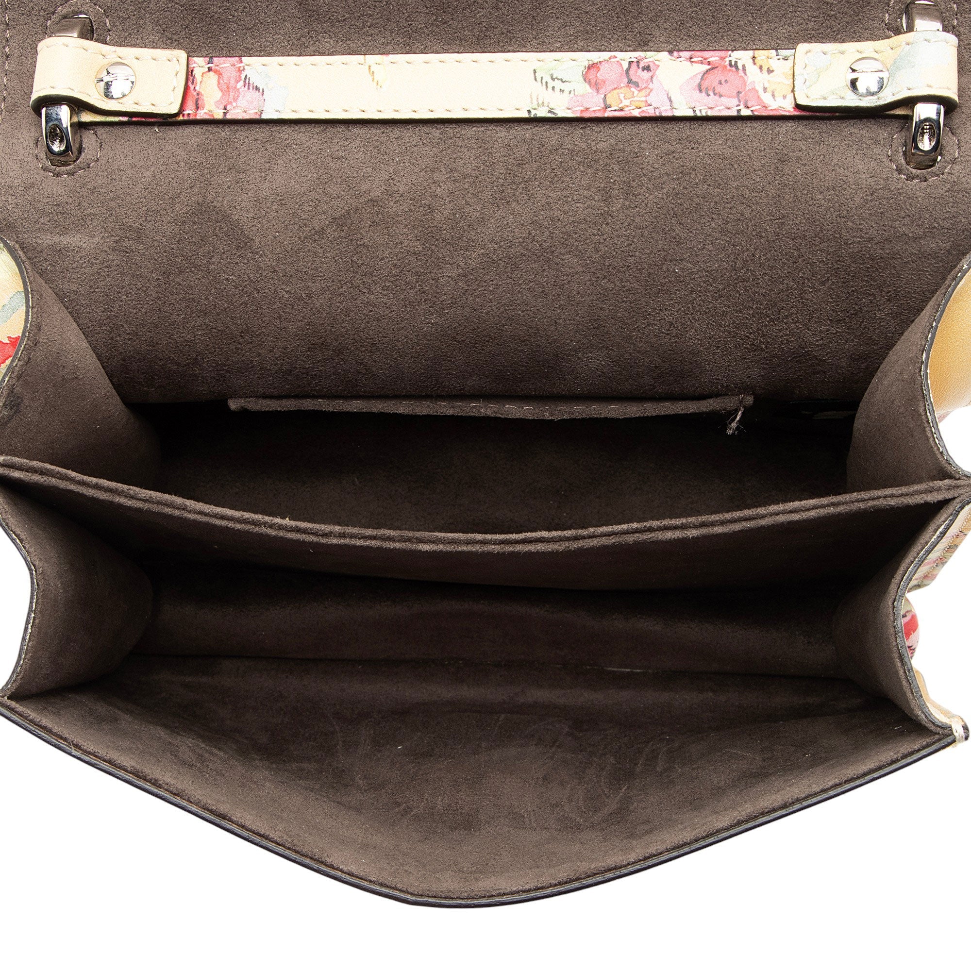 Fendi Calfskin Studded Multicolor Floral Kan I Small Shoulder Bag