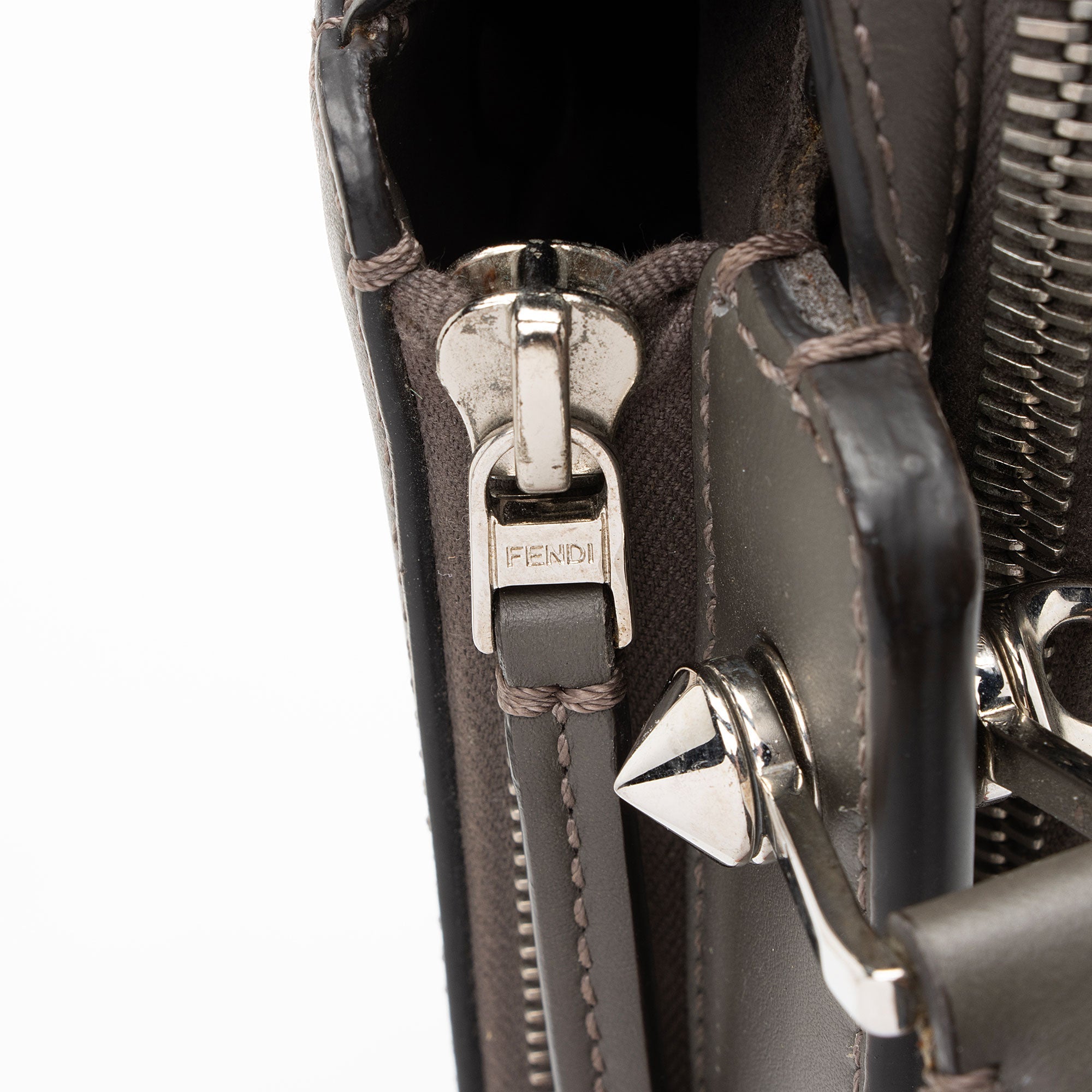 Fendi Calfskin Whipstitch Dotcom Medium Satchel