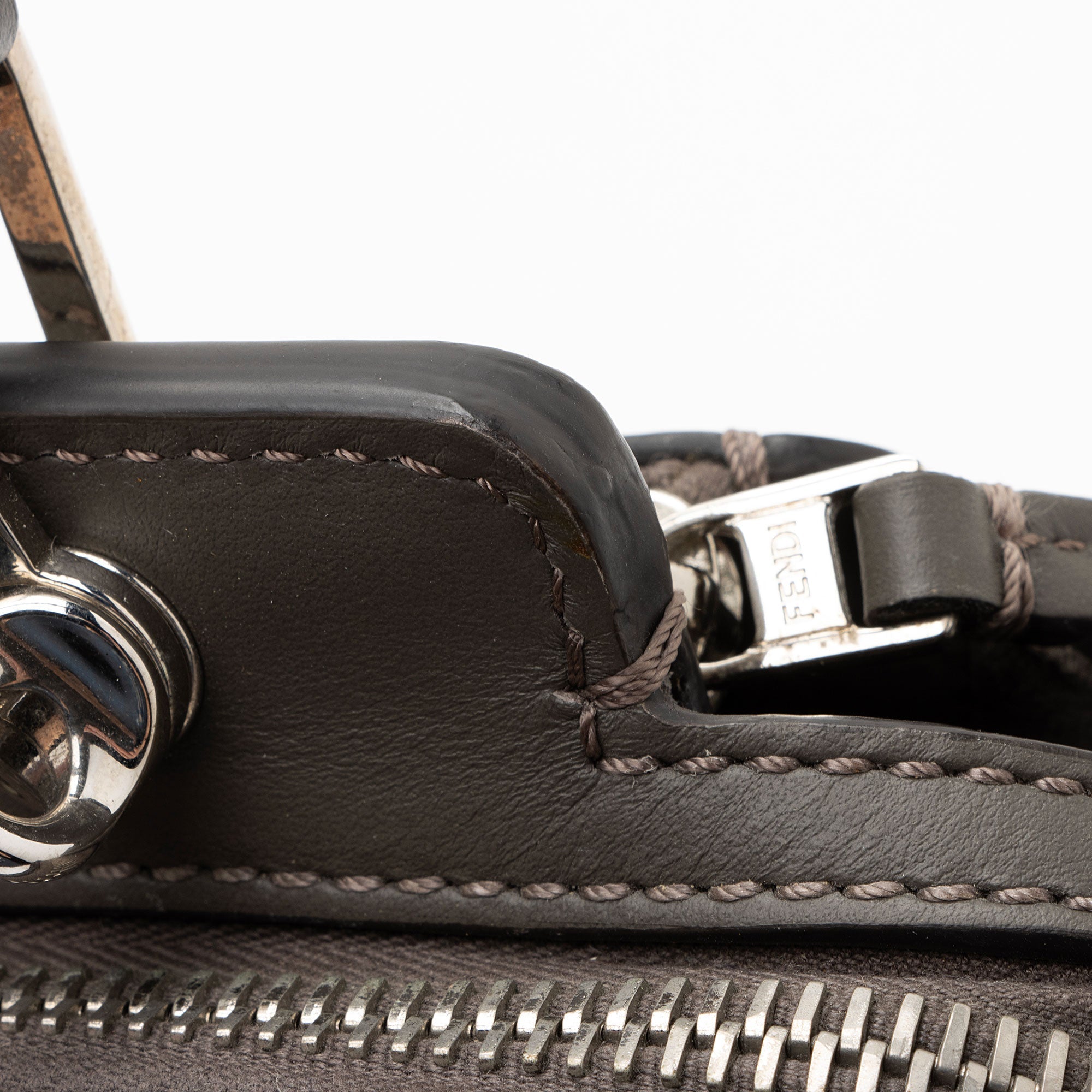 Fendi Calfskin Whipstitch Dotcom Medium Satchel