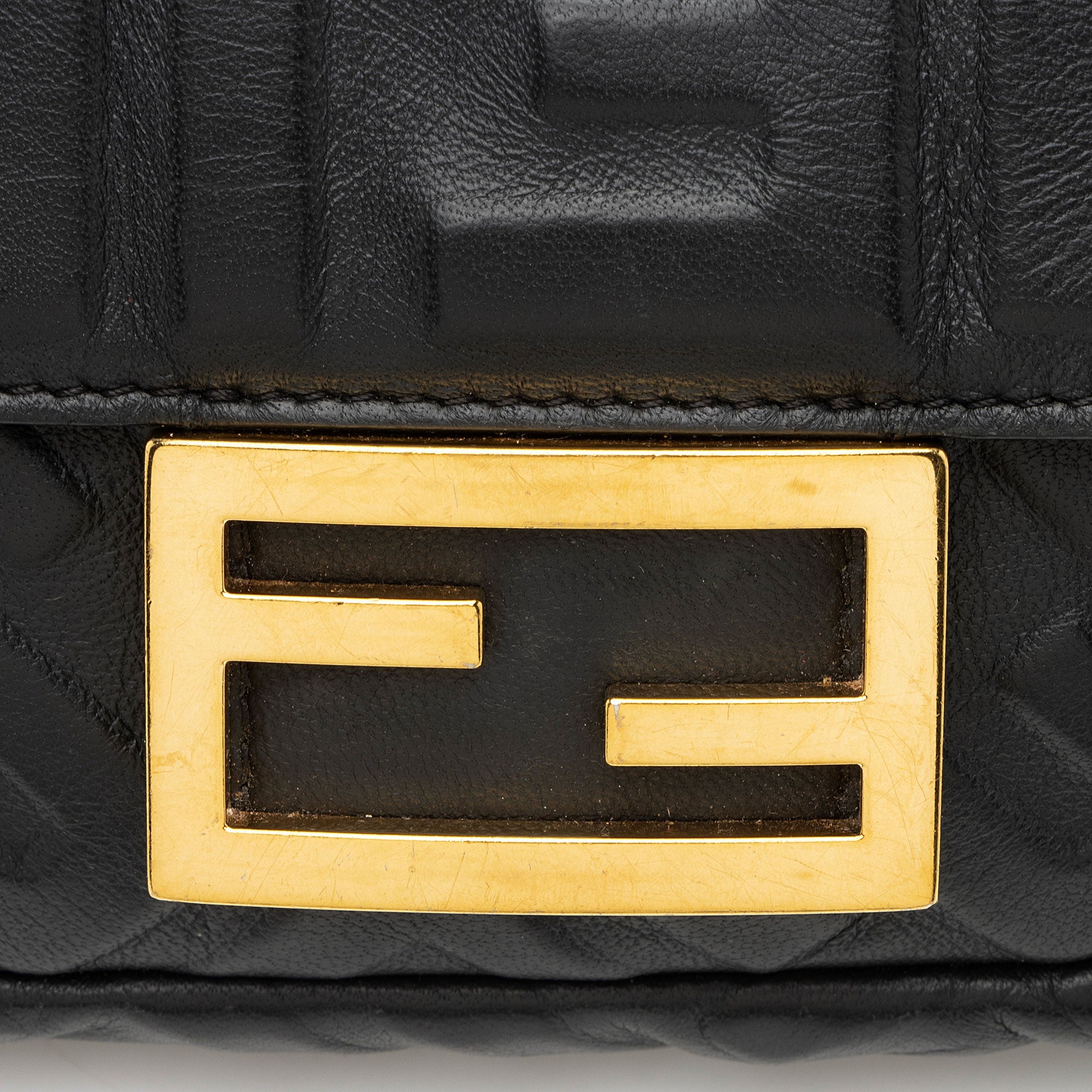 Fendi FF Embossed 1974 Mini Baguette Shoulder Bag