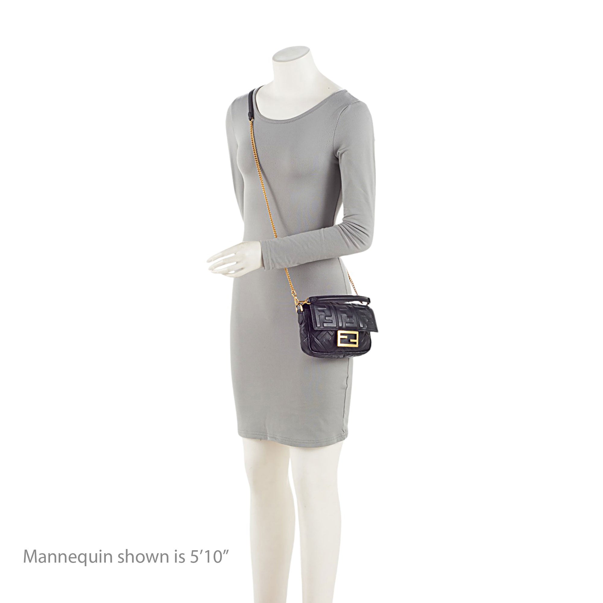 Fendi FF Embossed 1974 Mini Baguette Shoulder Bag