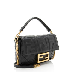 Fendi FF Embossed 1974 Mini Baguette Shoulder Bag
