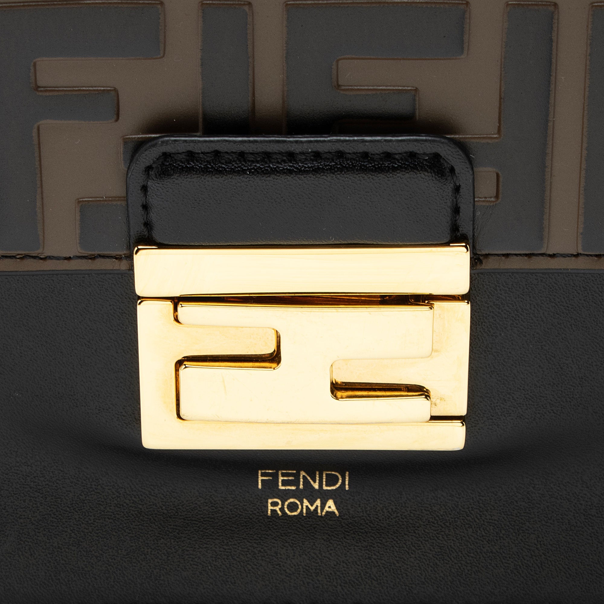 Fendi FF Embossed Calfskin Kan U Medium Shoulder Bag