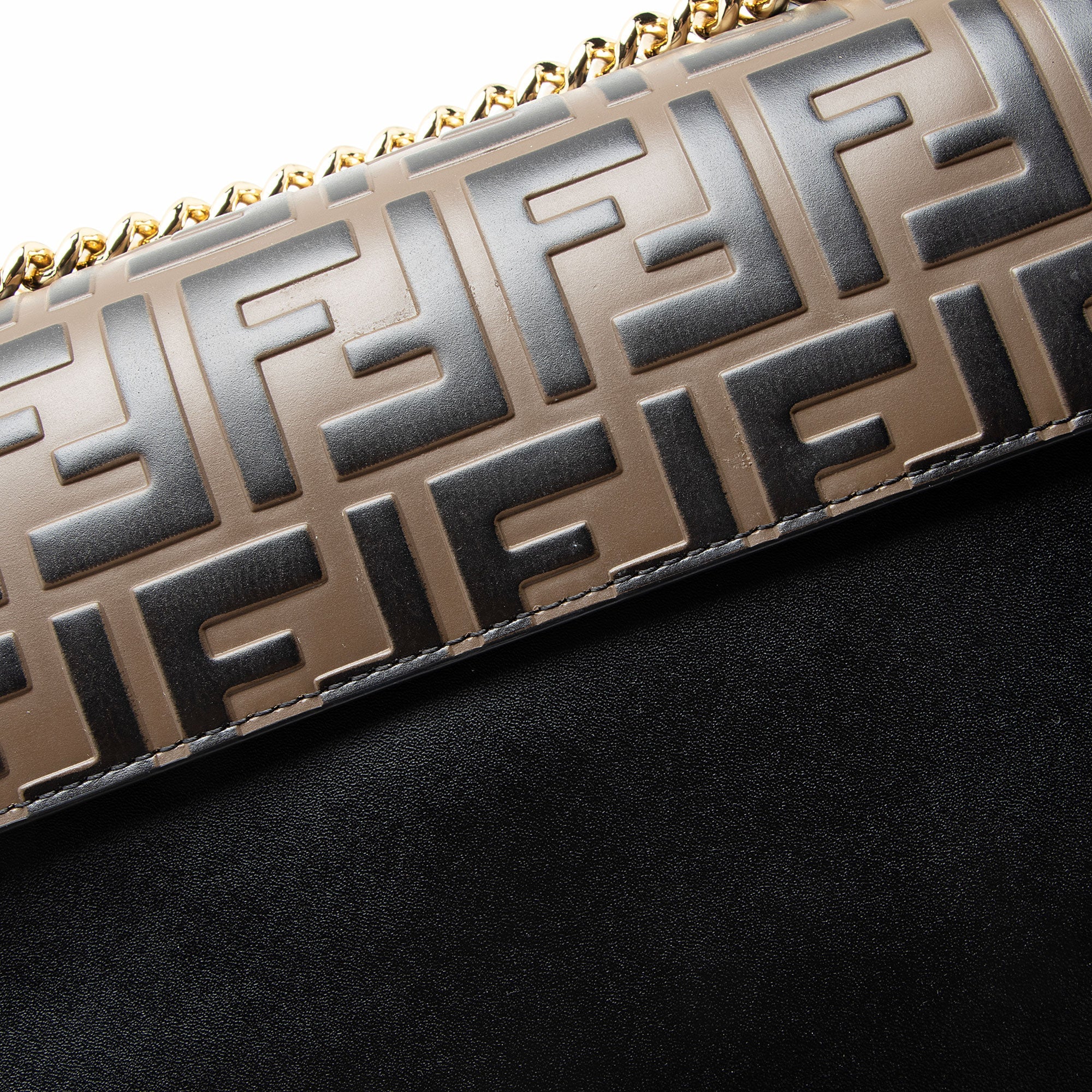 Fendi FF Embossed Calfskin Kan U Medium Shoulder Bag