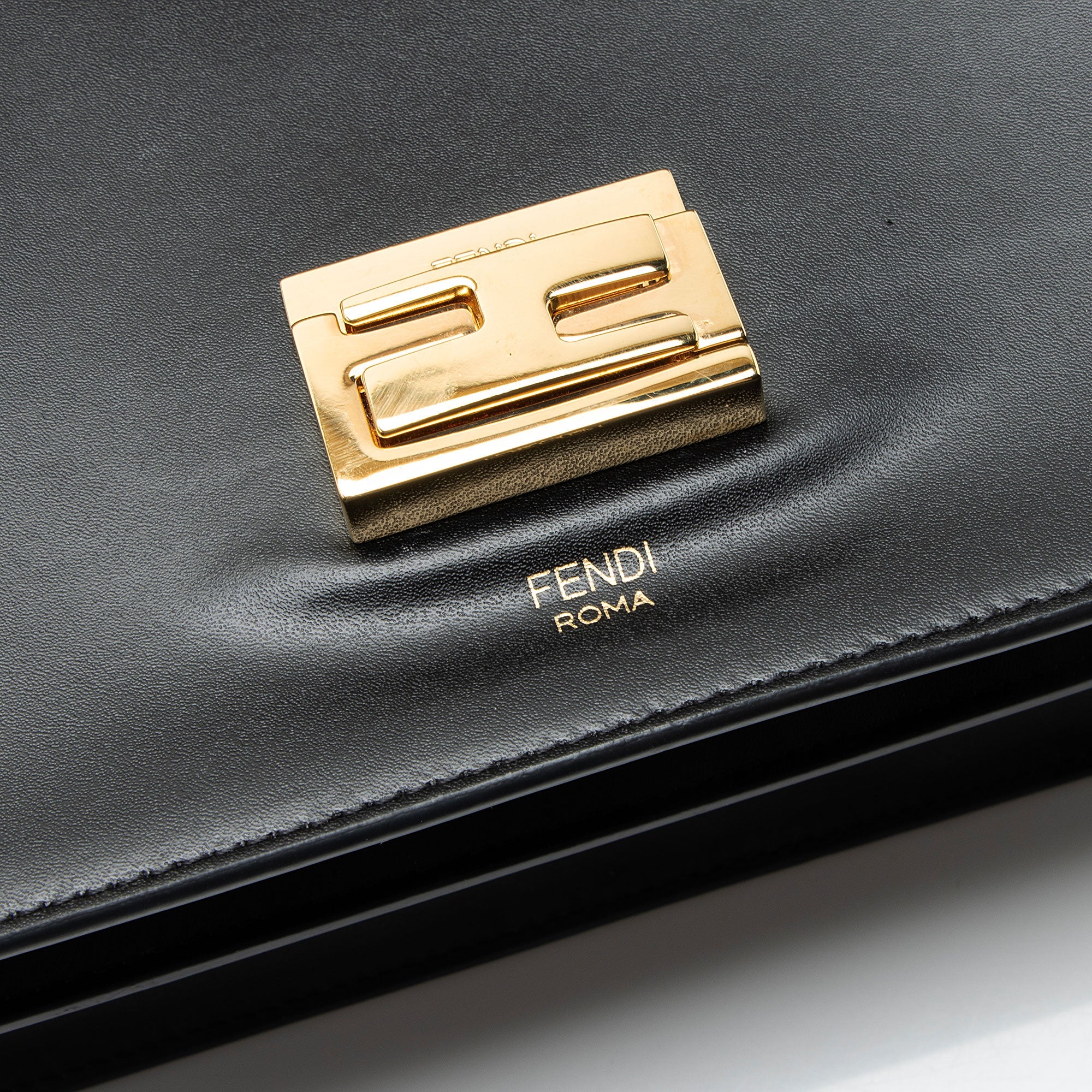Fendi FF Embossed Calfskin Kan U Medium Shoulder Bag