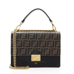 Fendi FF Embossed Calfskin Kan U Medium Shoulder Bag