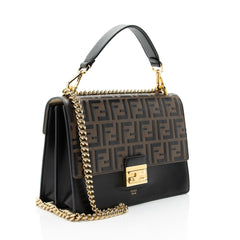 Fendi FF Embossed Calfskin Kan U Medium Shoulder Bag