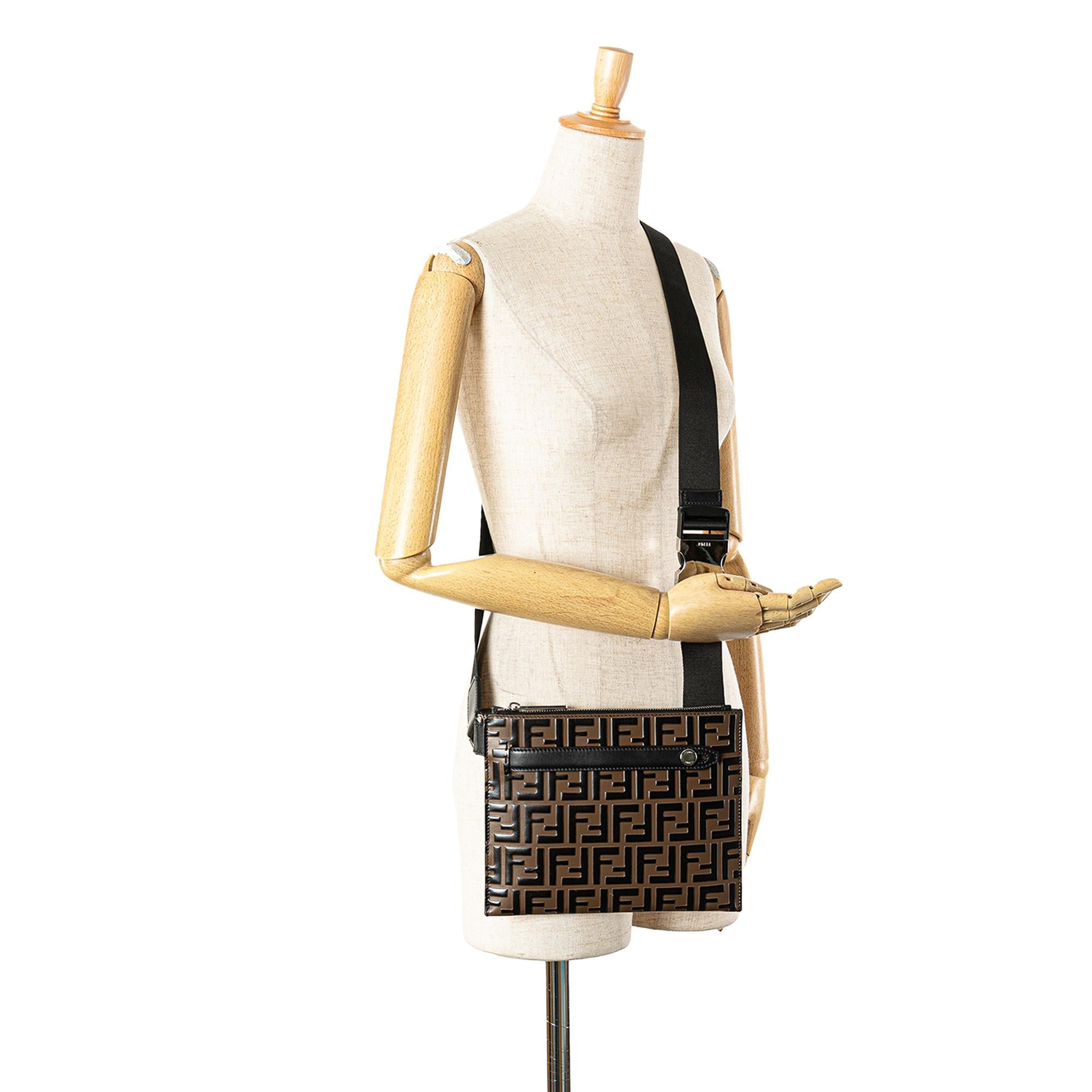 Fendi FF Embossed Leather 1974 Crossbody