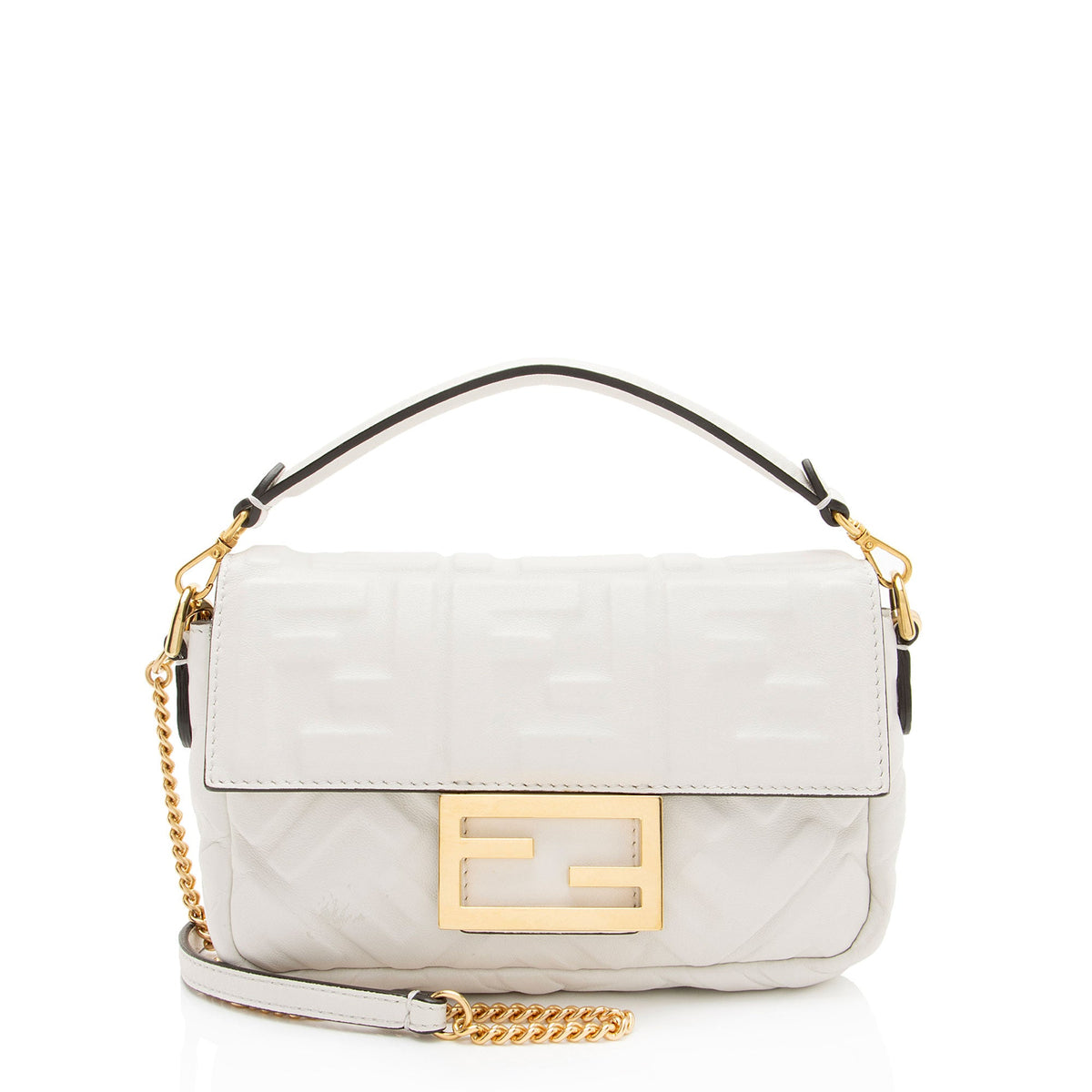 Fendi FF Embossed Leather 1974 Mini Baguette Shoulder Bag
