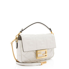 Fendi FF Embossed Leather 1974 Mini Baguette Shoulder Bag