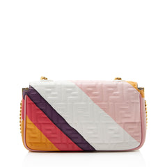 Fendi FF Embossed Leather Midi Baguette