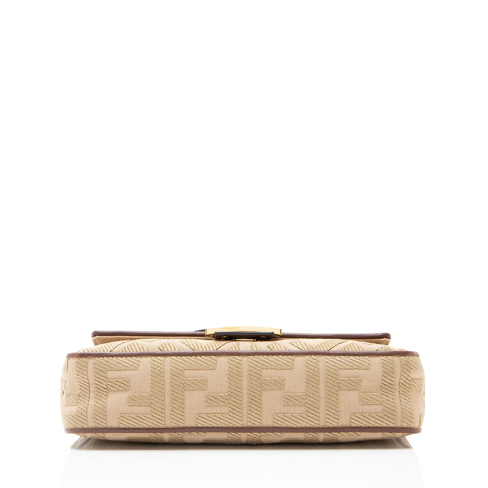 Fendi FF Embroidered Canvas Baguette Shoulder Bag