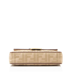 Fendi FF Embroidered Canvas Baguette Shoulder Bag