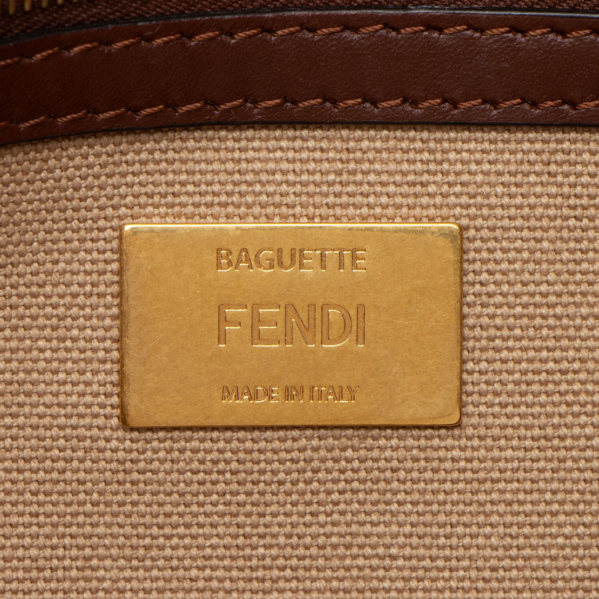 Fendi FF Embroidered Canvas Baguette Shoulder Bag