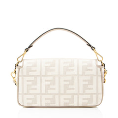 Fendi FF Embroidered Canvas Baguette Shoulder Bag
