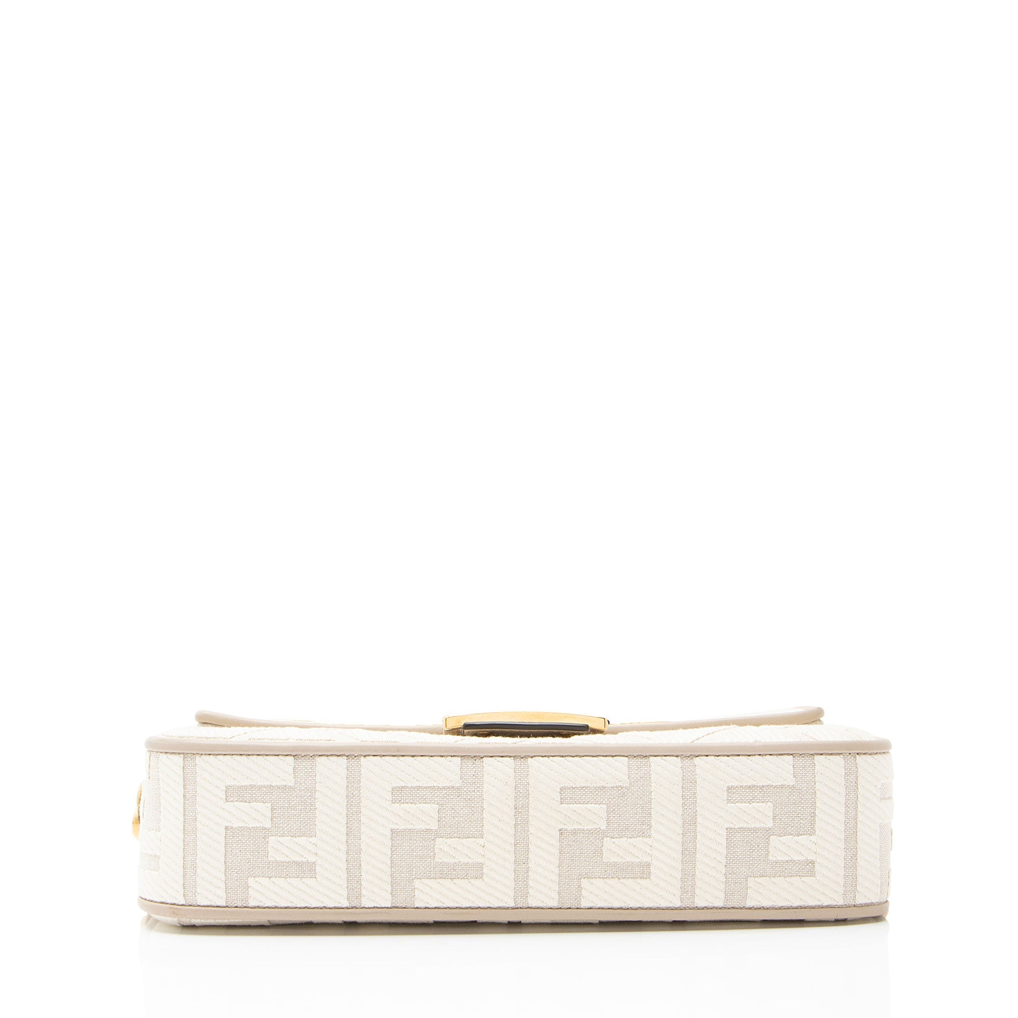 Fendi FF Embroidered Canvas Baguette Shoulder Bag