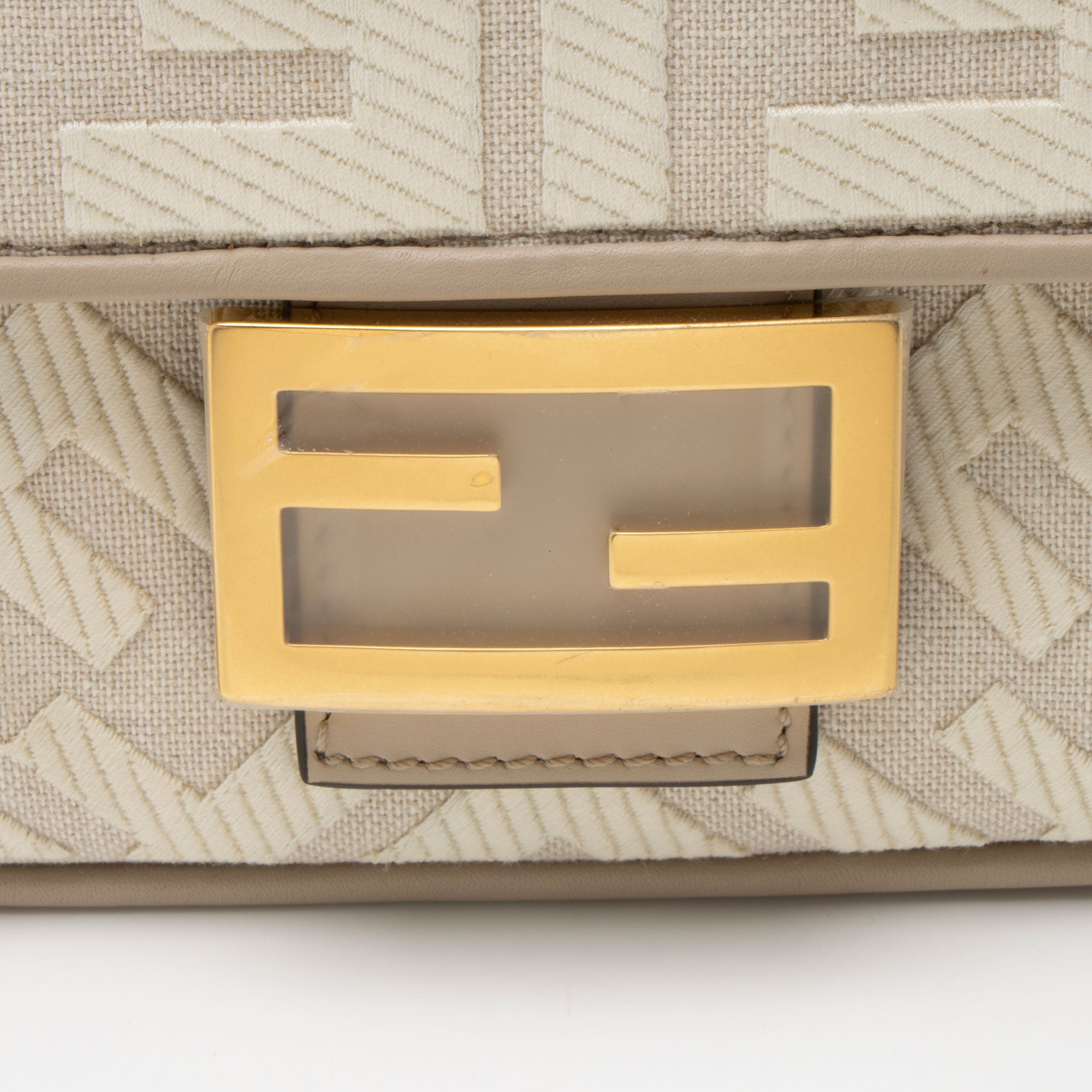 Fendi FF Embroidered Canvas Baguette Shoulder Bag