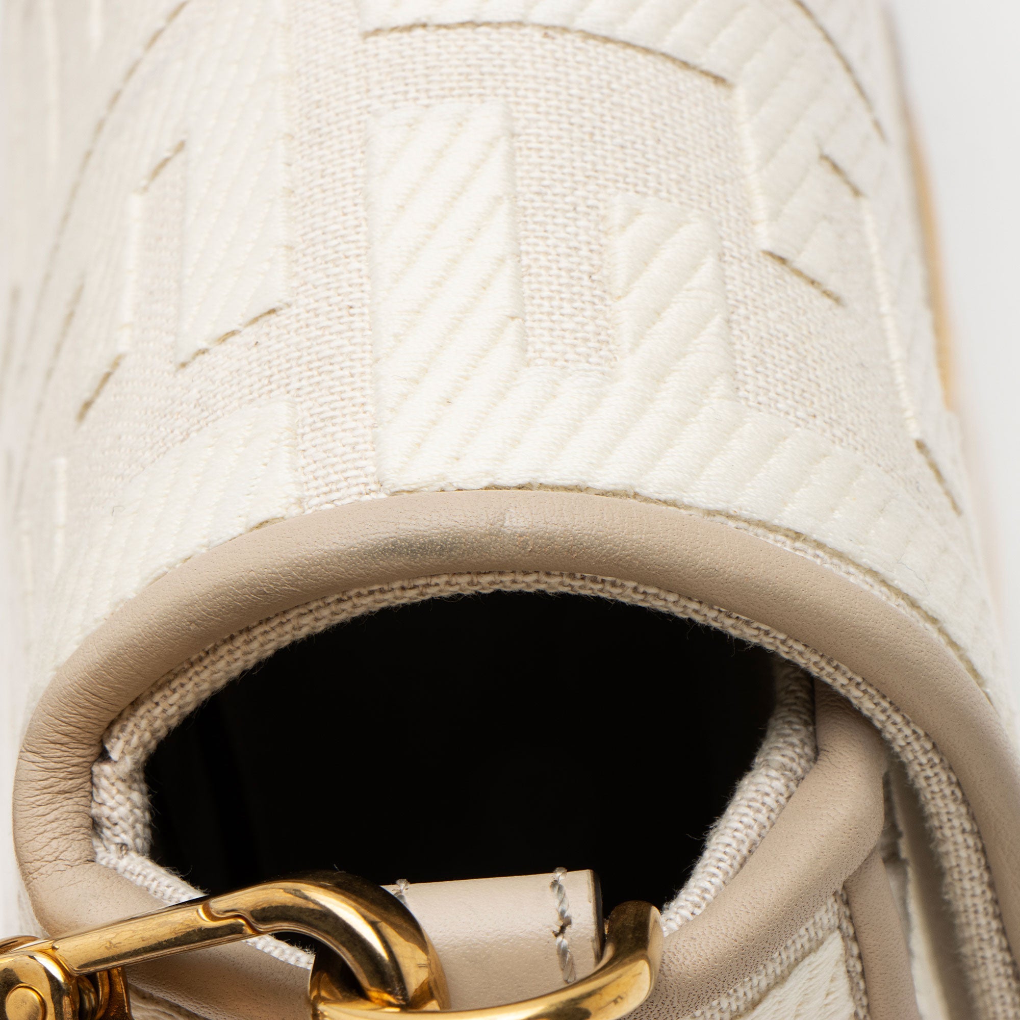 Fendi FF Embroidered Canvas Baguette Shoulder Bag