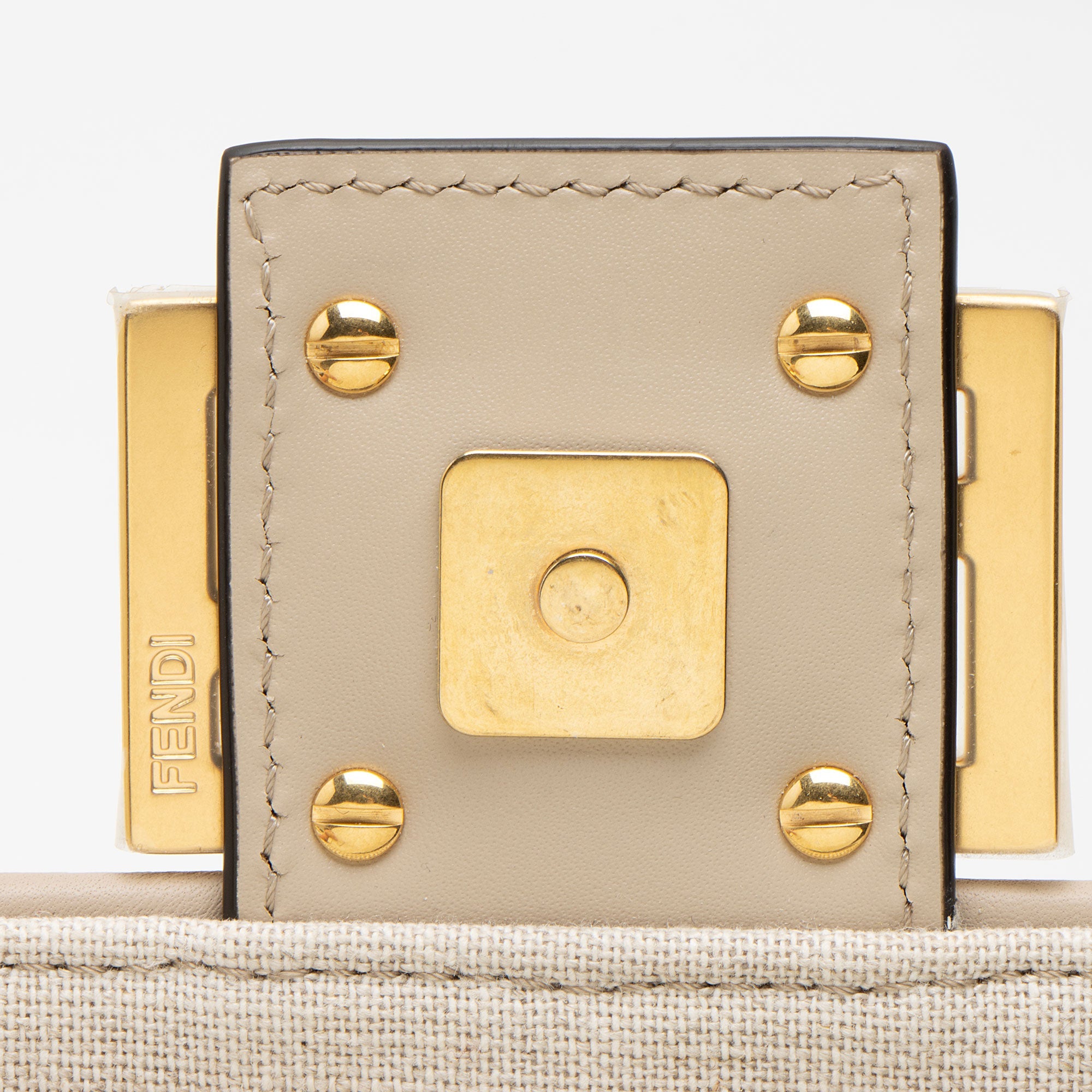 Fendi FF Embroidered Canvas Baguette Shoulder Bag