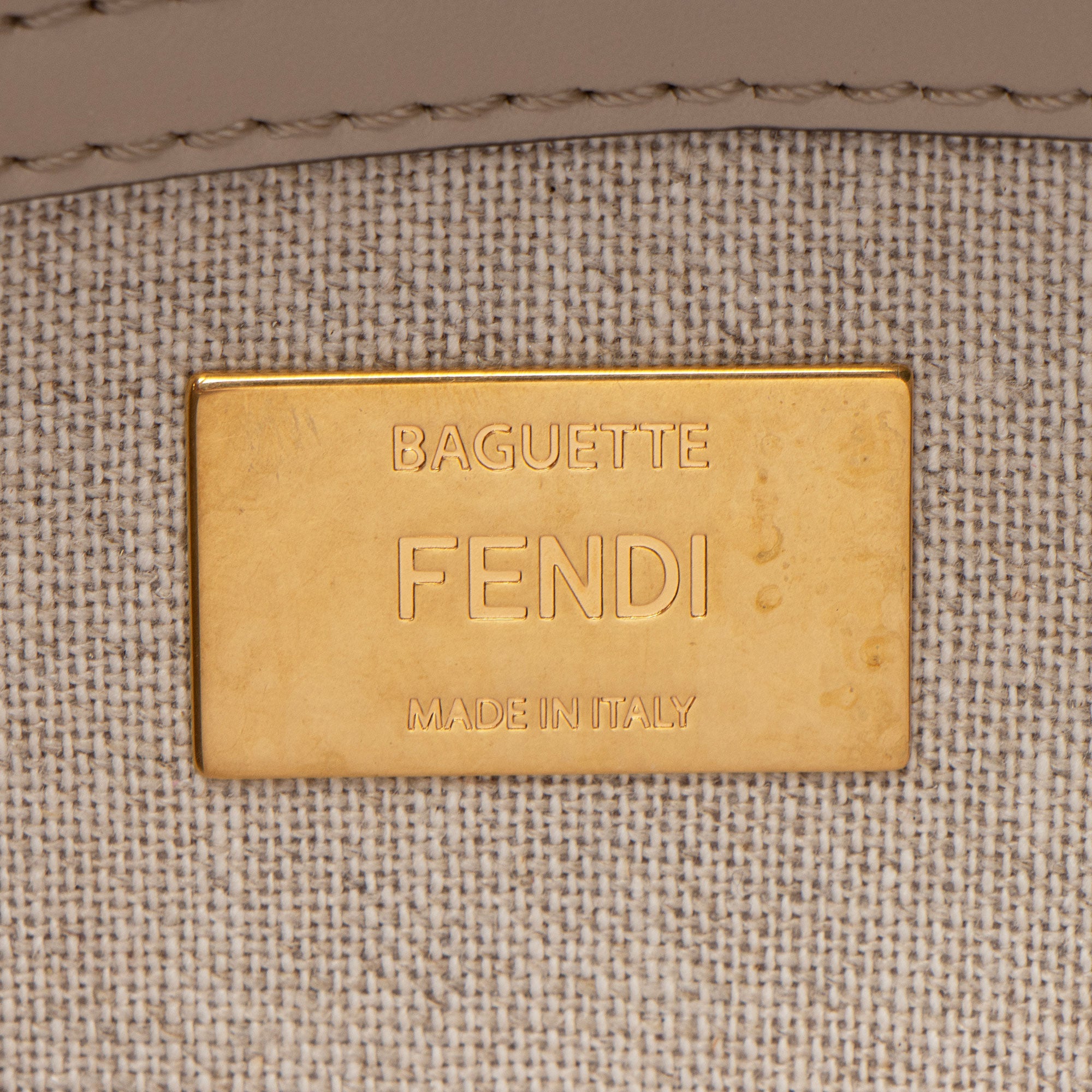 Fendi FF Embroidered Canvas Baguette Shoulder Bag