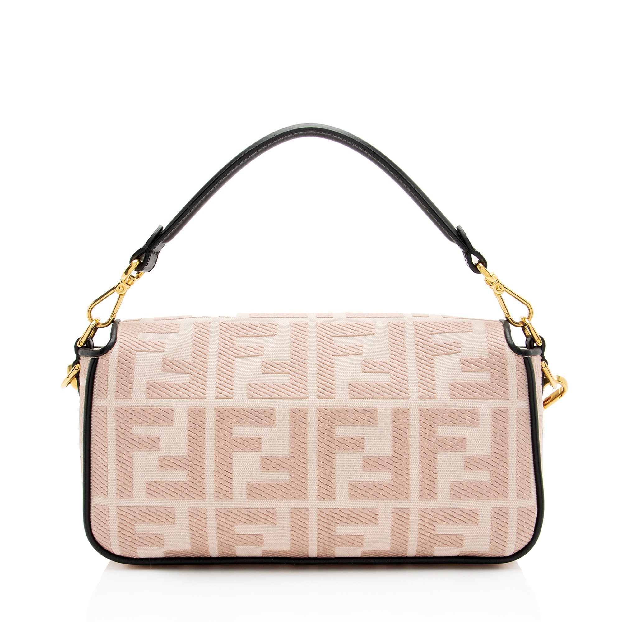 Fendi FF Embroidered Canvas Baguette Shoulder Bag
