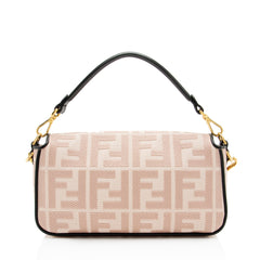 Fendi FF Embroidered Canvas Baguette Shoulder Bag