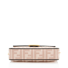 Fendi FF Embroidered Canvas Baguette Shoulder Bag