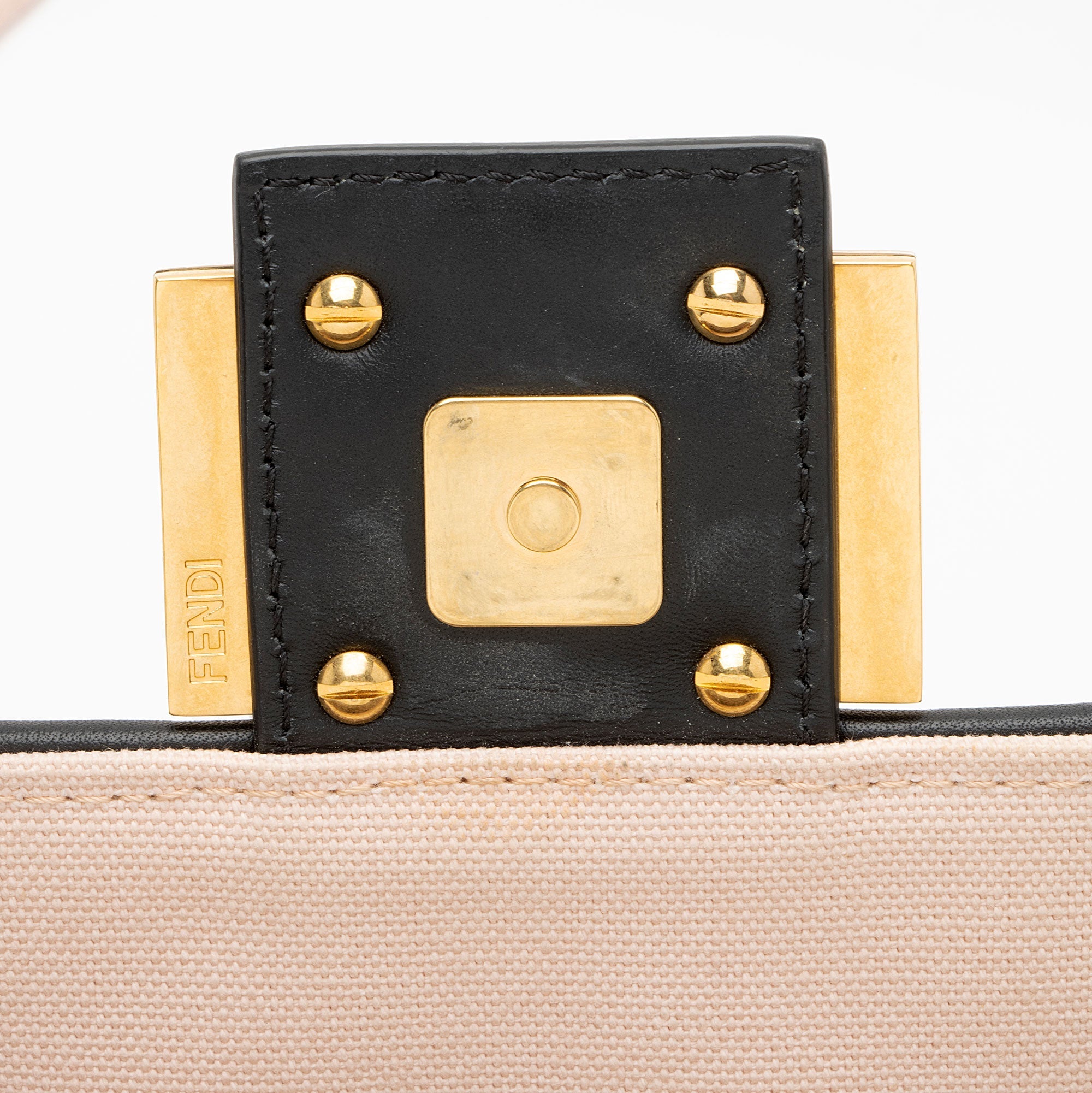 Fendi FF Embroidered Canvas Baguette Shoulder Bag