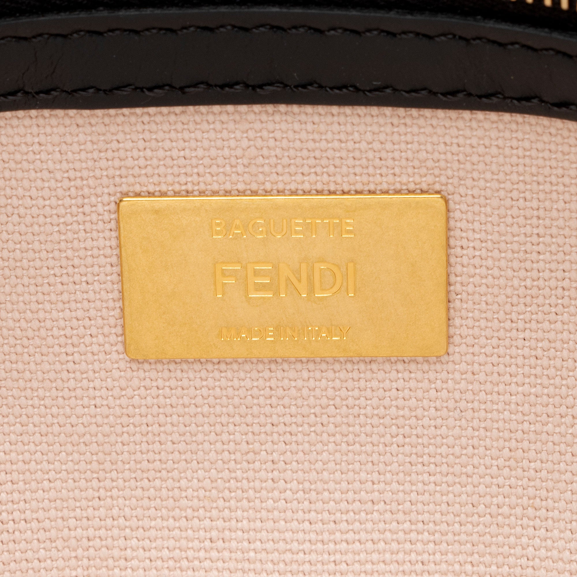 Fendi FF Embroidered Canvas Baguette Shoulder Bag