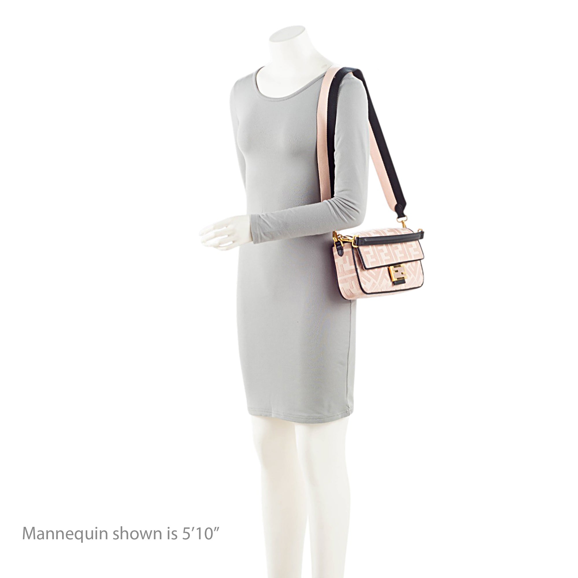 Fendi FF Embroidered Canvas Baguette Shoulder Bag