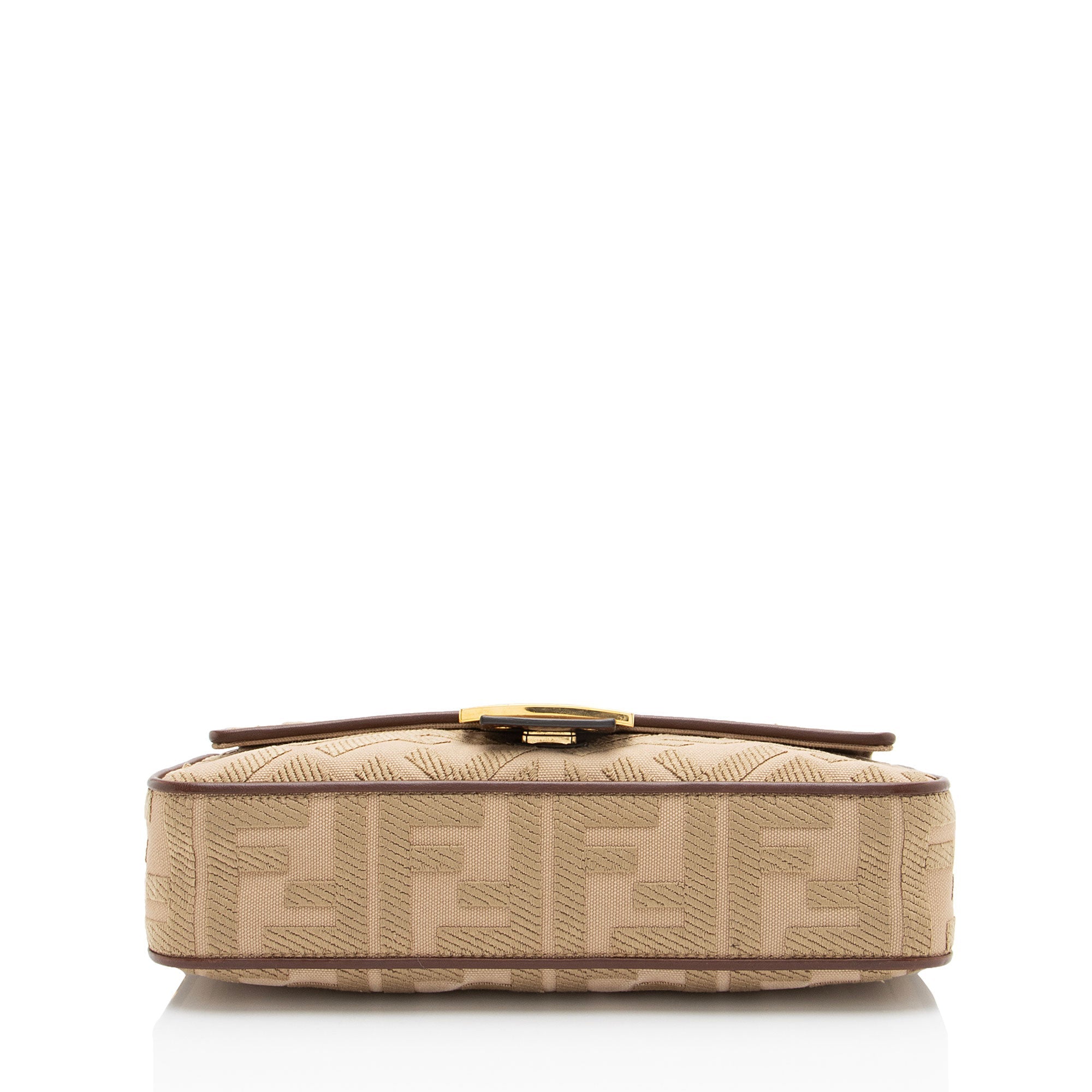 Fendi FF Embroidered Canvas Baguette Shoulder Bag
