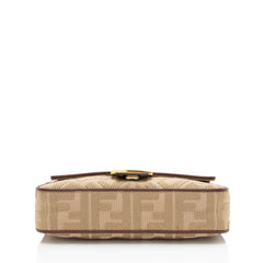 Fendi FF Embroidered Canvas Baguette Shoulder Bag
