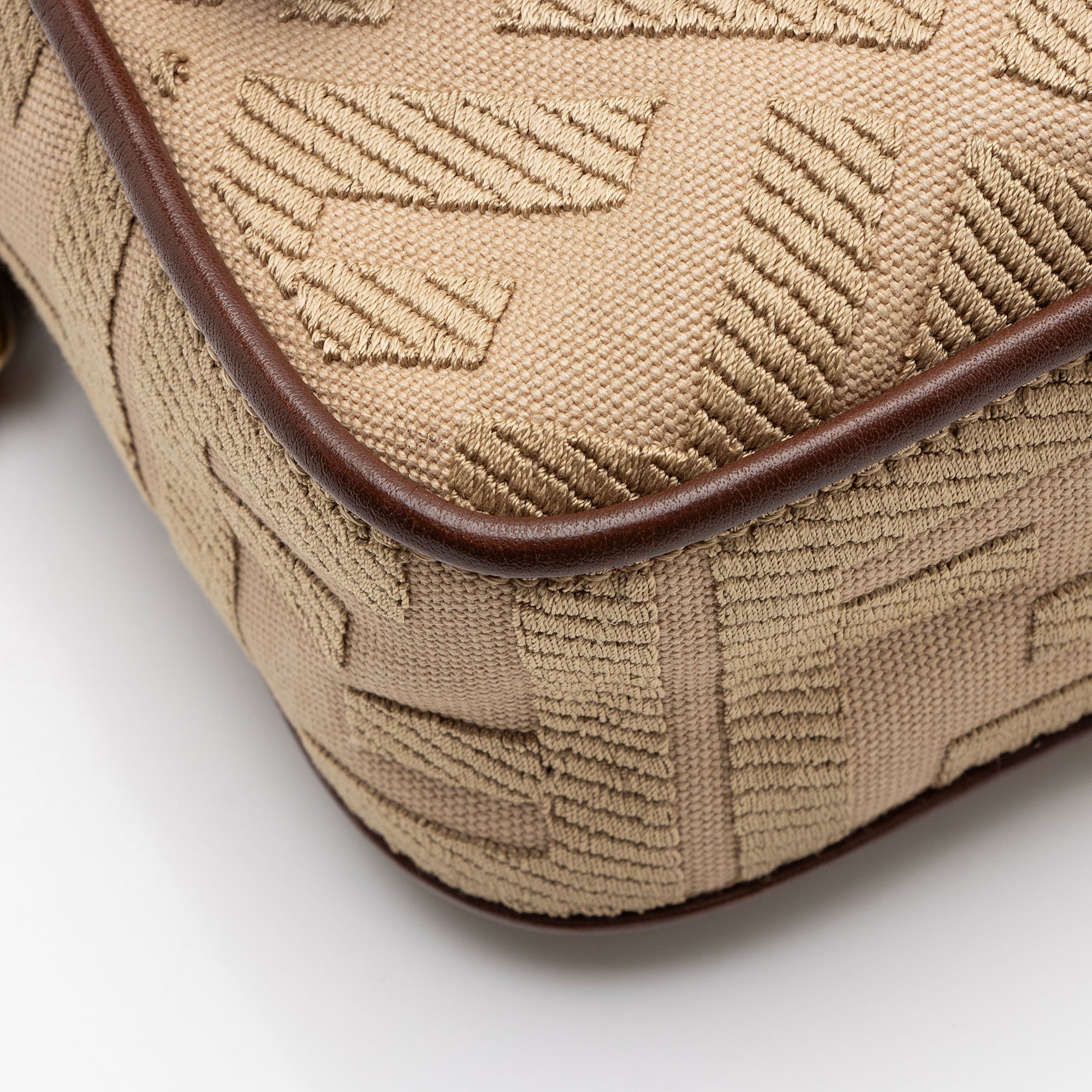 Fendi FF Embroidered Canvas Baguette Shoulder Bag