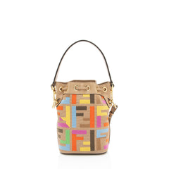Fendi FF Embroidered Canvas Mon Tresor Mini Bucket Bag