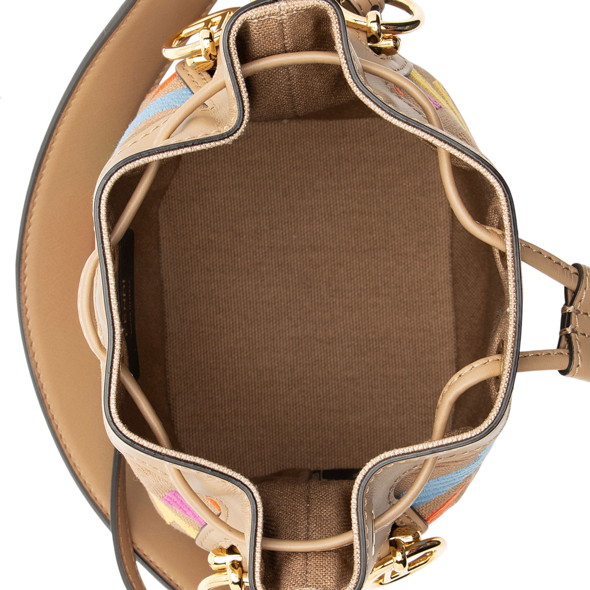 Fendi FF Embroidered Canvas Mon Tresor Mini Bucket Bag