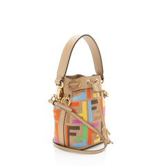 Fendi FF Embroidered Canvas Mon Tresor Mini Bucket Bag