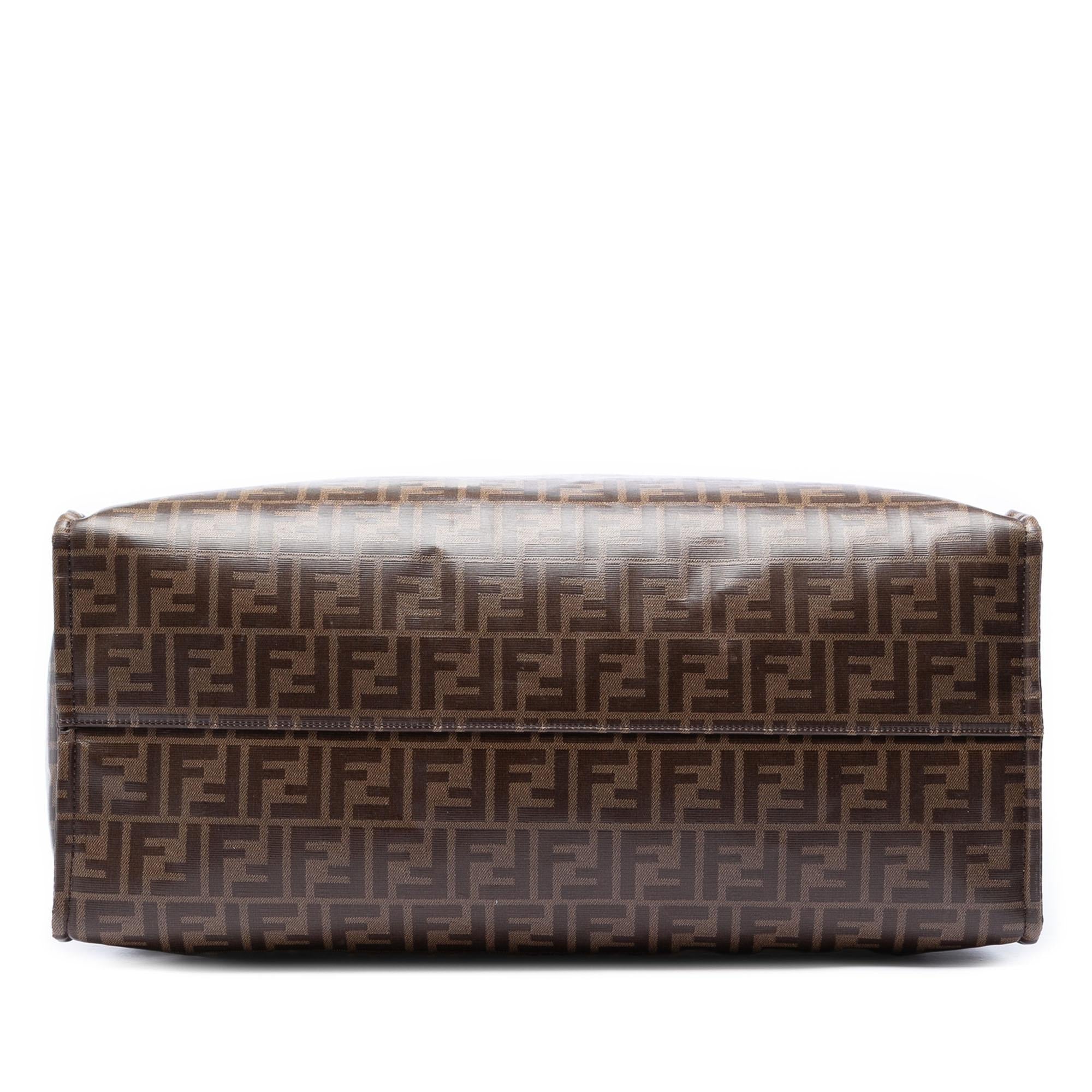 Fendi Fila Zucca Coated Canvas Logo Mania Shopper Tote