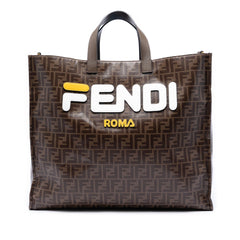 Fendi Fila Zucca Coated Canvas Logo Mania Shopper Tote